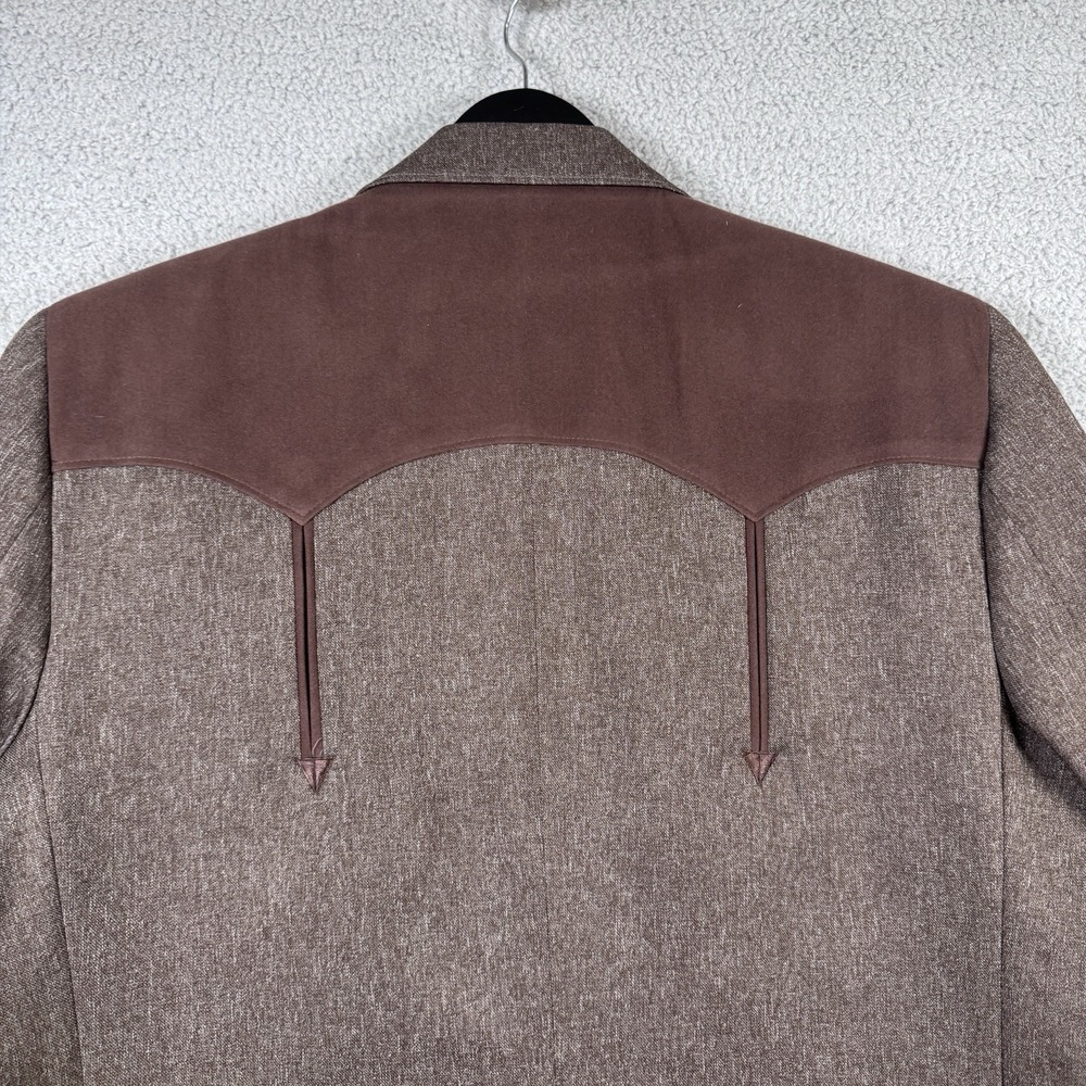 Circle S Texas Blazer Mens 48R Brown Blazer Sport Coat Yoke Rockabilly Western - Picture 11 of 13